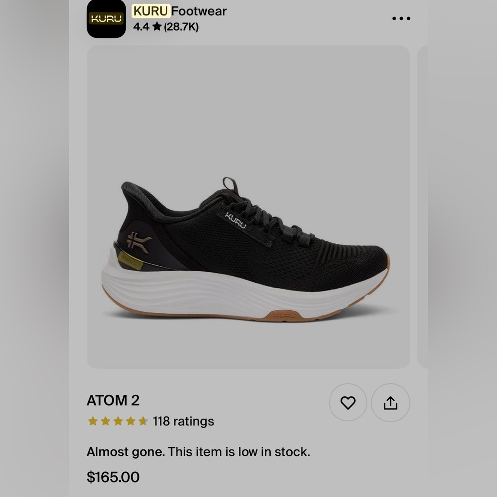 KURU Black and White Athletic Shoes